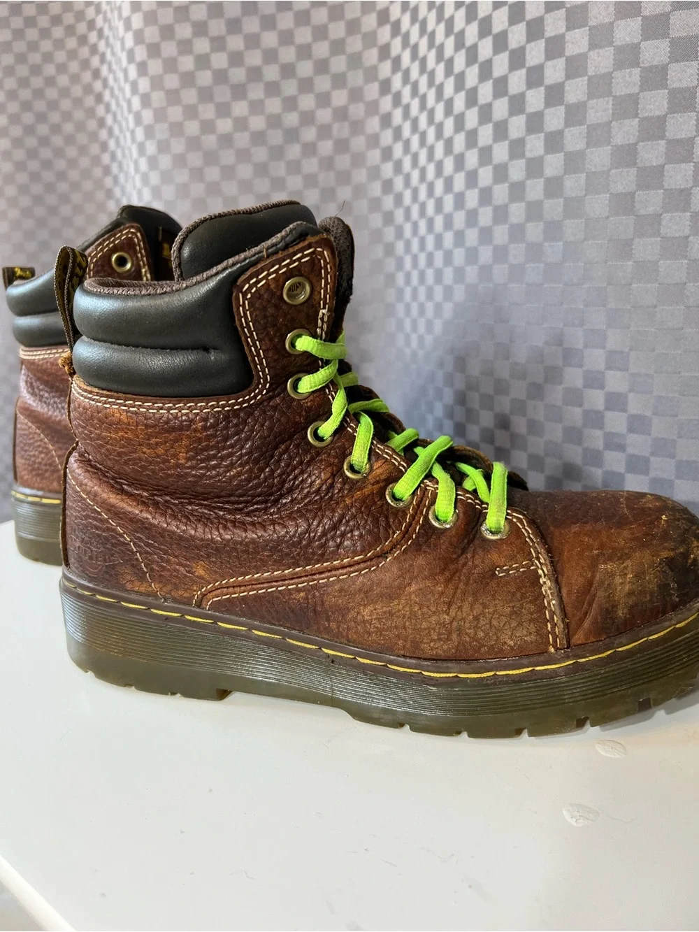 Dr Martens Leather Work Industrial Boots Size 7 Grunge Distressed Punk Gilbreth